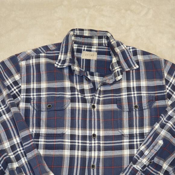 Jachs Men’s Flannel Shirt Blue Plaid Long Sleeve Button Front Casual Size M - Picture 3 of 10